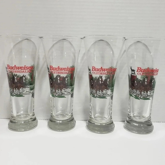 1991 Anheuser -Busch Budweiser Clydesdale  Beer Glasses,Set of 4. - Picture 1 of 10